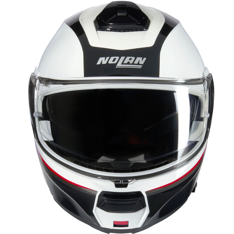 Casque moto modulable Nolan N100-6 Incognito N-COM 344 blanc-noir-rouge