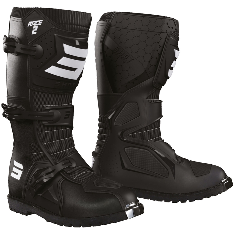 Bottes de moto d'enduro Shot Race 2 noir-blanc