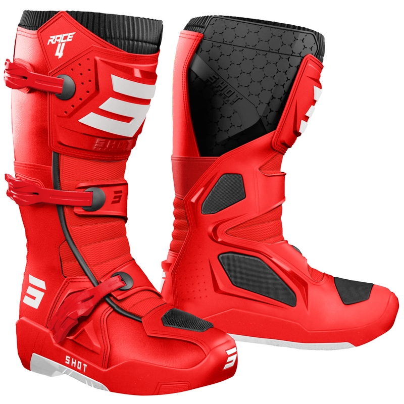 Bottes de motocross Shot Race 4 rouge-noir