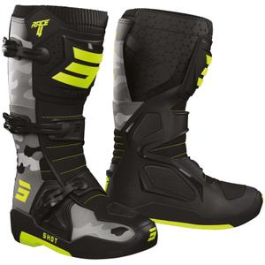 Bottes de moto Shot Race 4 camo-fluo jaune