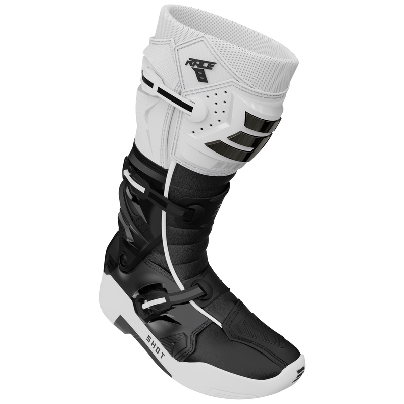 Bottes de motocross Shot Race 8 blanches et noires