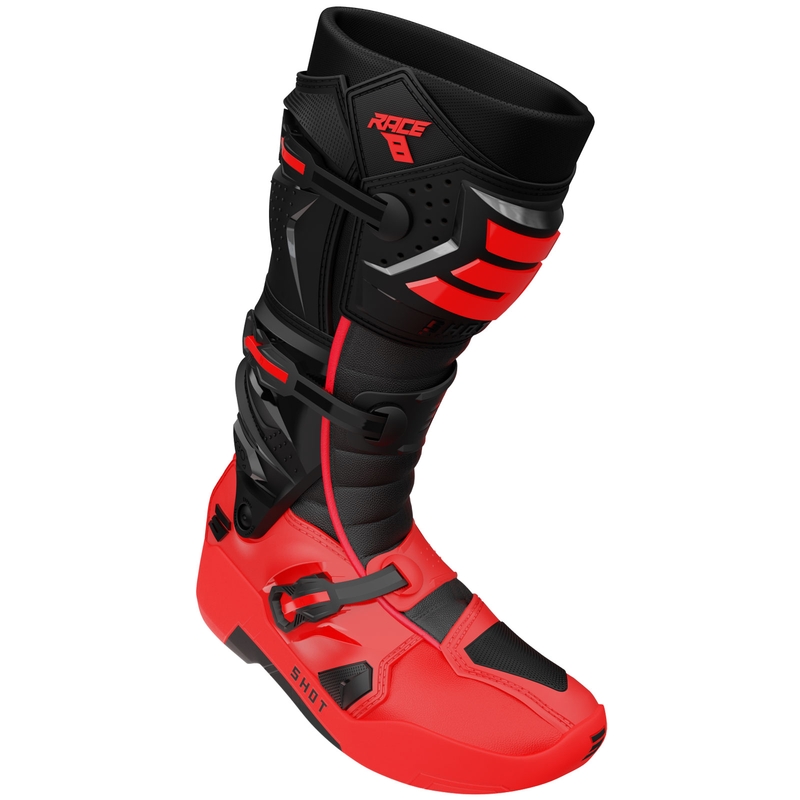 Bottes de motocross Shot Race 8 noires et rouges