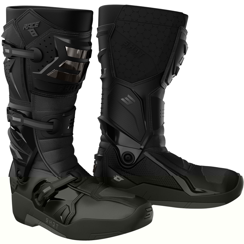 Bottes de motocross Shot Race 8 Chrome noires