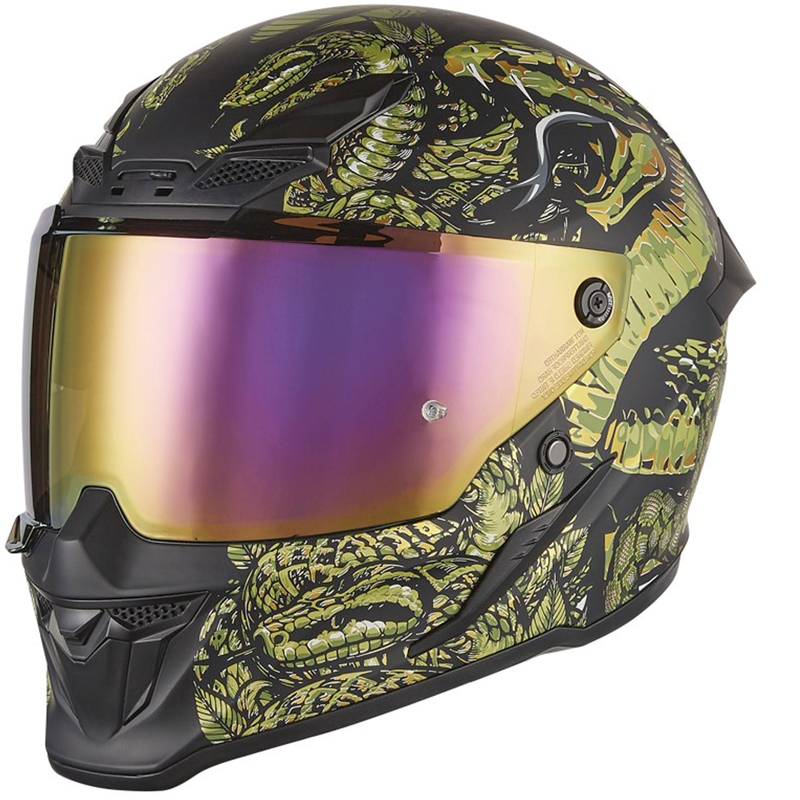 Casque moto intégral NOX Exlusiv Goliath Mythology noir mat-or