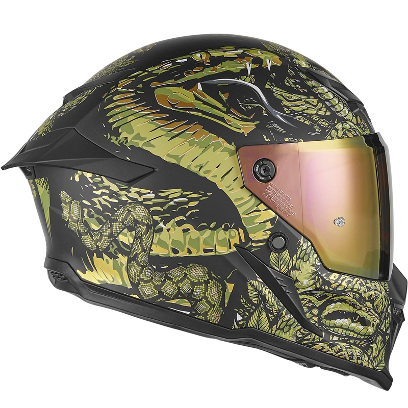Casque moto intégral NOX Exlusiv Goliath Mythology noir mat-or