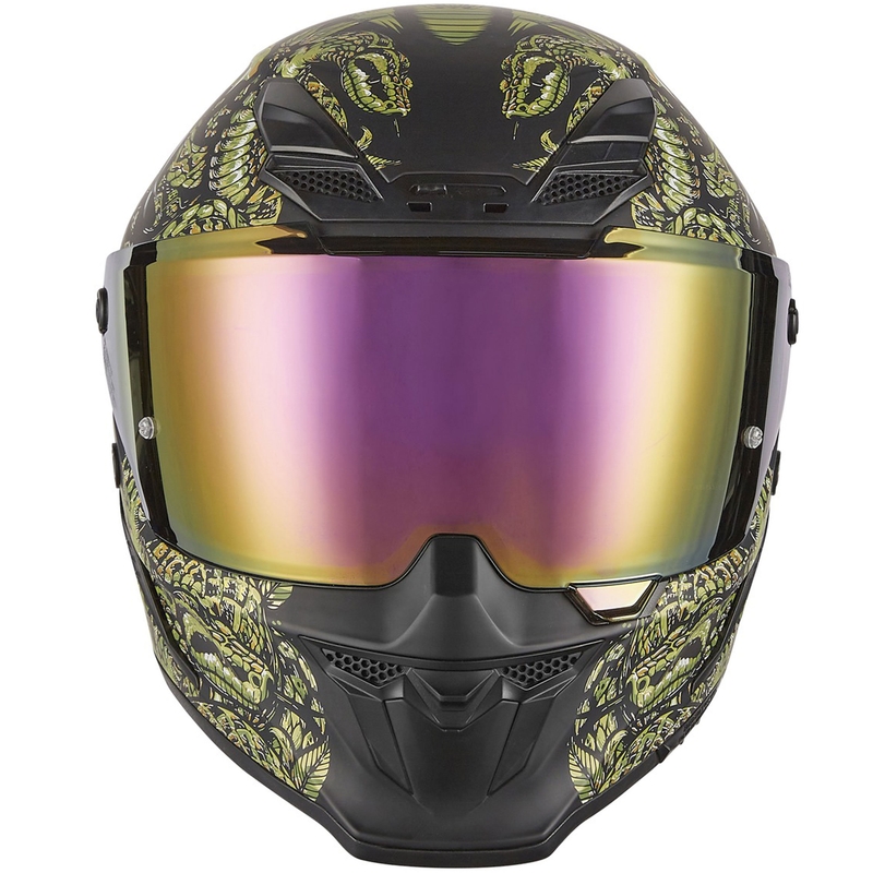 Casque moto intégral NOX Exlusiv Goliath Mythology noir mat-or
