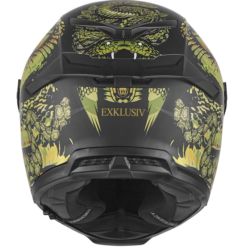 Casque moto intégral NOX Exlusiv Goliath Mythology noir mat-or