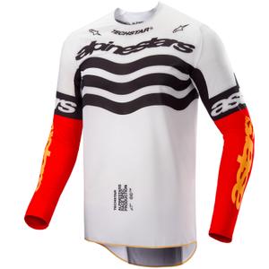 Maillot motocross Alpinestars Techstar édition limitée Noir profond-blanc-rouge fluo-orange