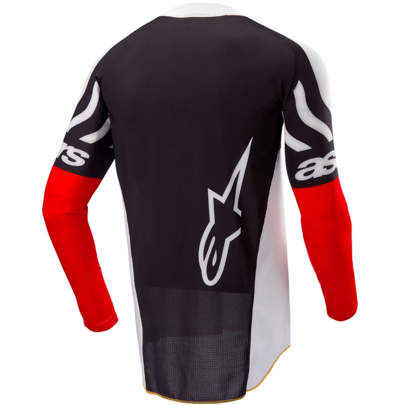Maillot motocross Alpinestars Techstar édition limitée Noir profond-blanc-rouge fluo-orange