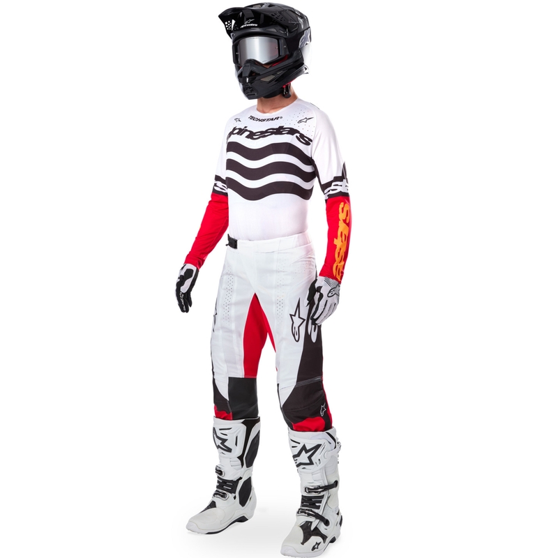 Maillot motocross Alpinestars Techstar édition limitée Noir profond-blanc-rouge fluo-orange