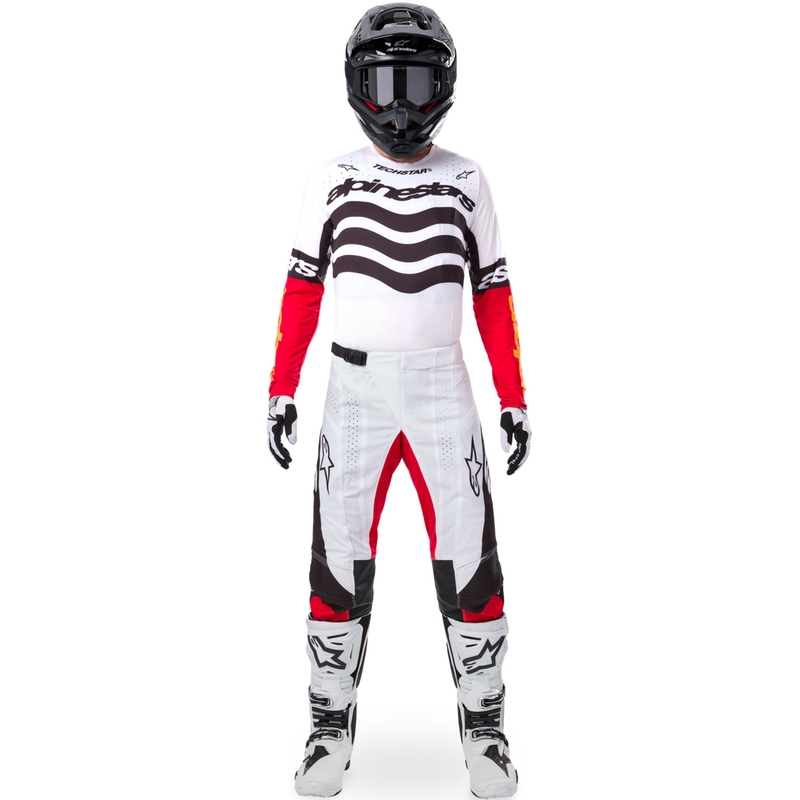 Maillot motocross Alpinestars Techstar édition limitée Noir profond-blanc-rouge fluo-orange