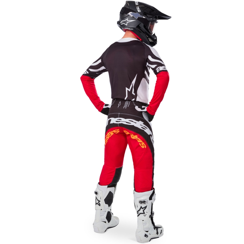 Maillot motocross Alpinestars Techstar édition limitée Noir profond-blanc-rouge fluo-orange