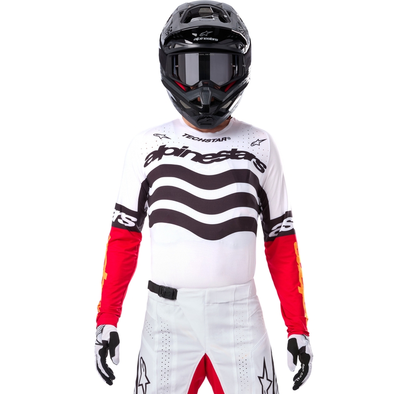 Maillot motocross Alpinestars Techstar édition limitée Noir profond-blanc-rouge fluo-orange
