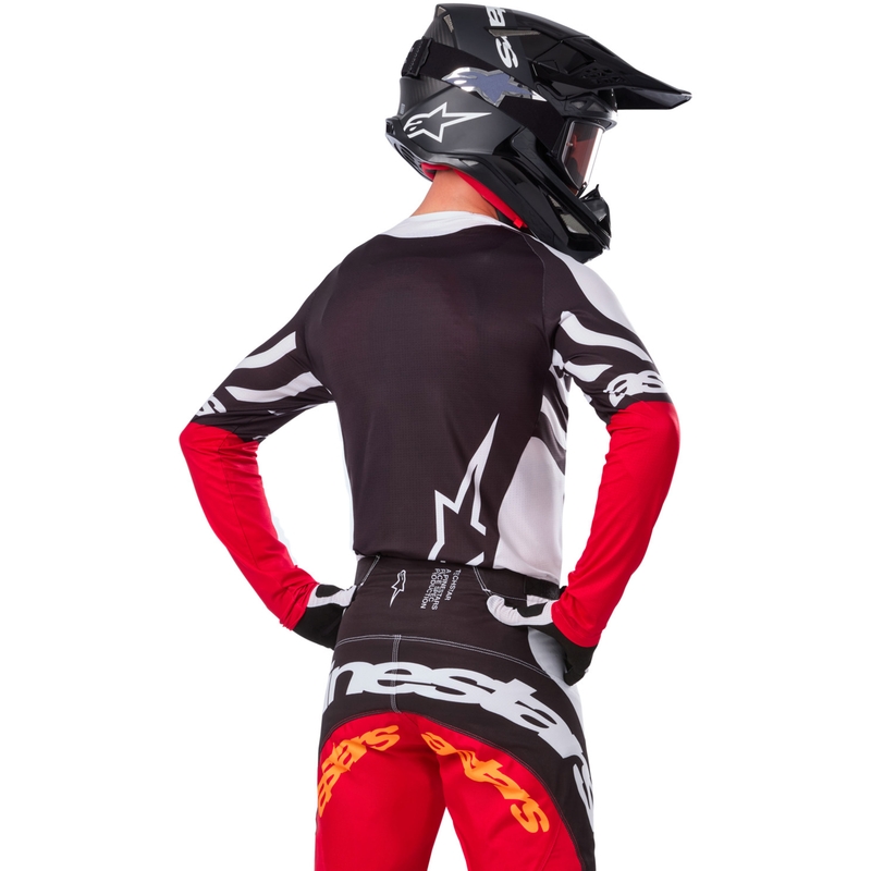 Maillot motocross Alpinestars Techstar édition limitée Noir profond-blanc-rouge fluo-orange
