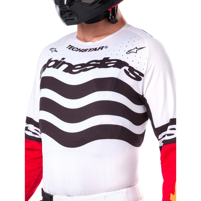 Maillot motocross Alpinestars Techstar édition limitée Noir profond-blanc-rouge fluo-orange