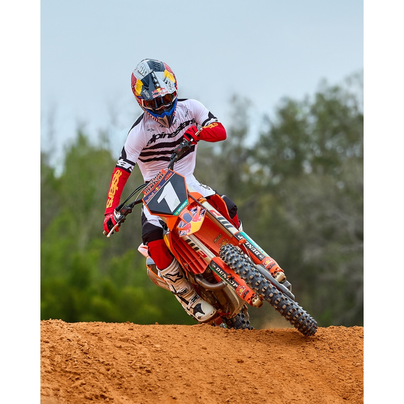 Maillot motocross Alpinestars Techstar édition limitée Noir profond-blanc-rouge fluo-orange