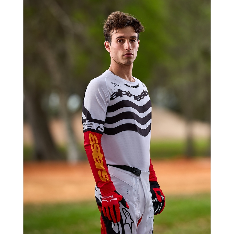 Maillot motocross Alpinestars Techstar édition limitée Noir profond-blanc-rouge fluo-orange