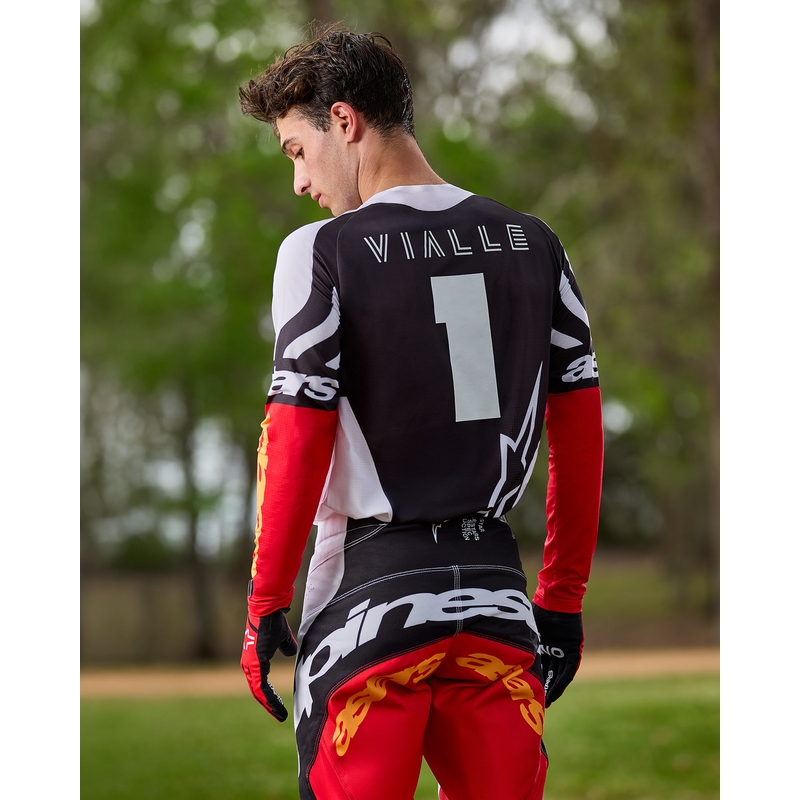 Maillot motocross Alpinestars Techstar édition limitée Noir profond-blanc-rouge fluo-orange