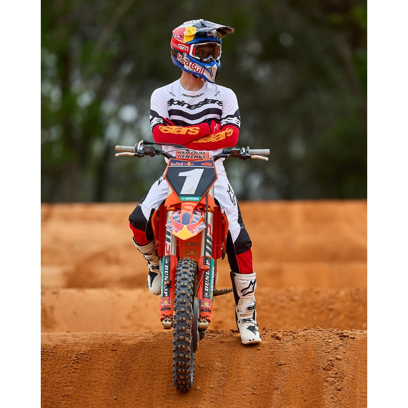 Pantalon motocross Alpinestars Techstar édition limitée Noir profond-blanc-rouge fluo-orange