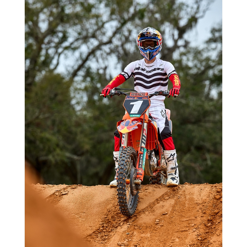 Pantalon motocross Alpinestars Techstar édition limitée Noir profond-blanc-rouge fluo-orange