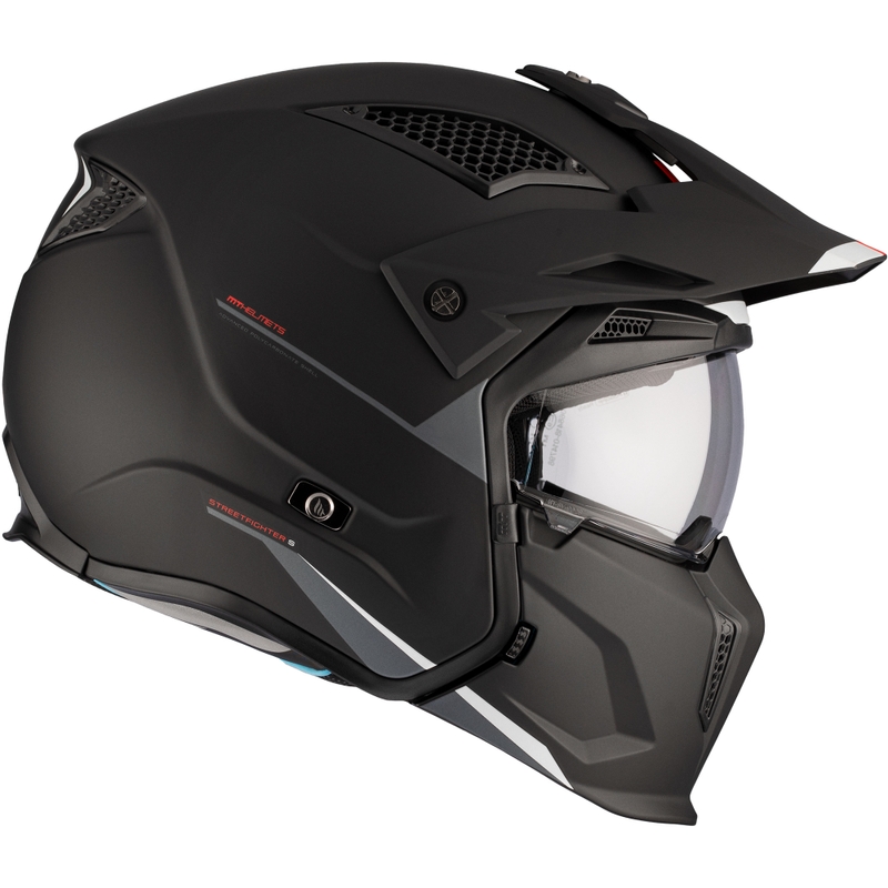 Casque jet avec masque MT Streetfighter SV S Solid A1 noir mat