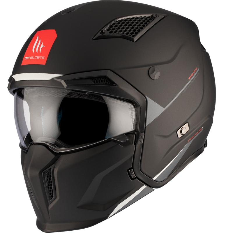 Casque jet avec masque MT Streetfighter SV S Solid A1 noir mat