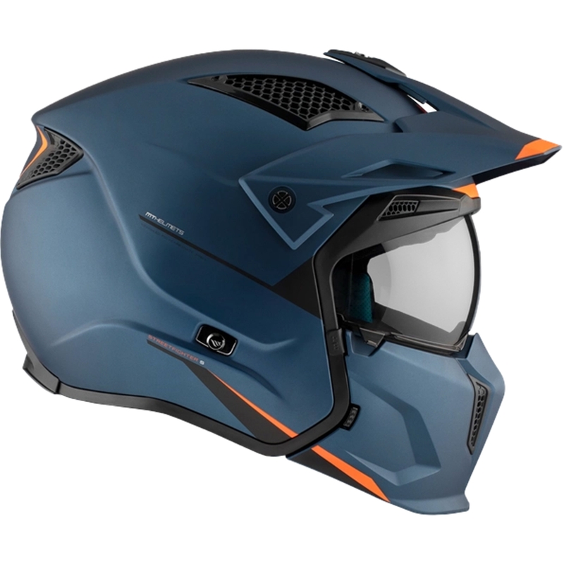 Casque jet avec masque MT Streetfighter SV S Solid A7 bleu mat
