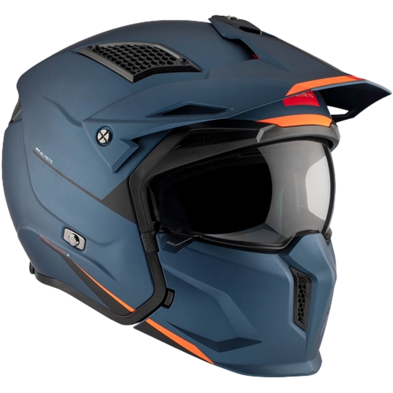 Casque jet avec masque MT Streetfighter SV S Solid A7 bleu mat