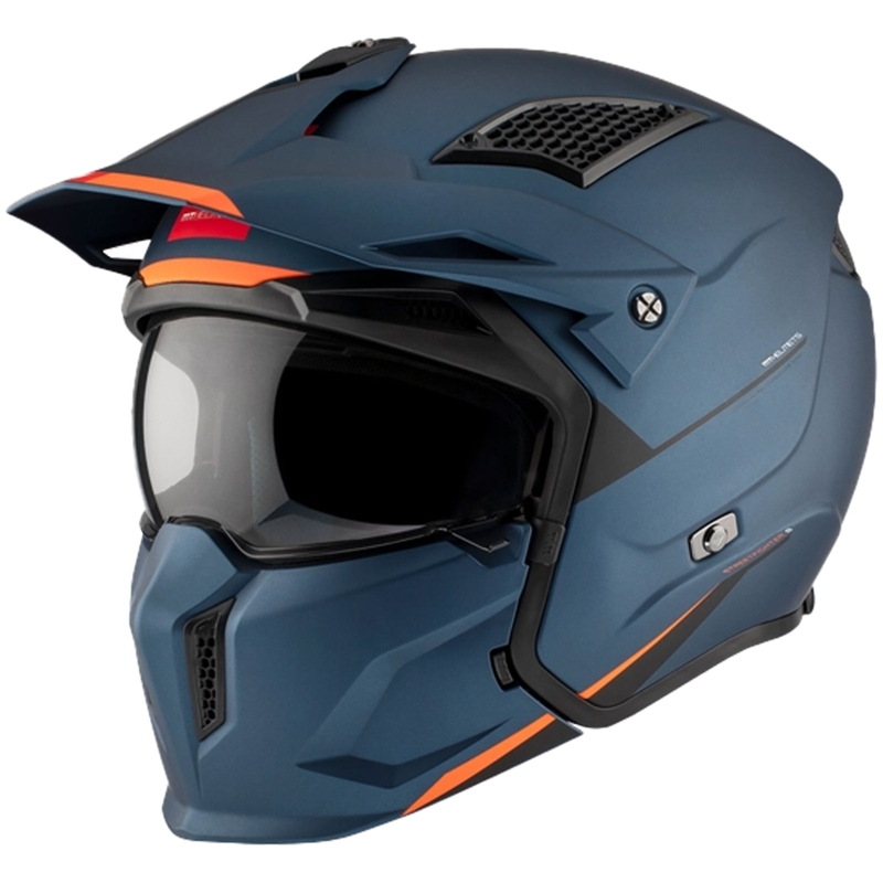 Casque jet avec masque MT Streetfighter SV S Solid A7 bleu mat