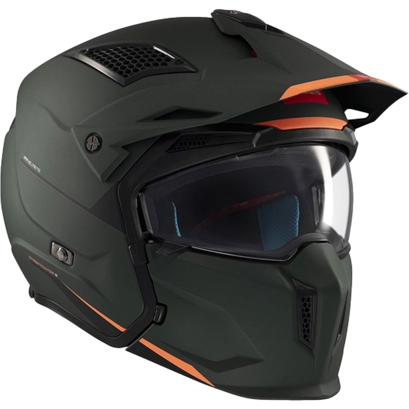 Casque jet avec masque MT Streetfighter SV S Solid A6 vert mat