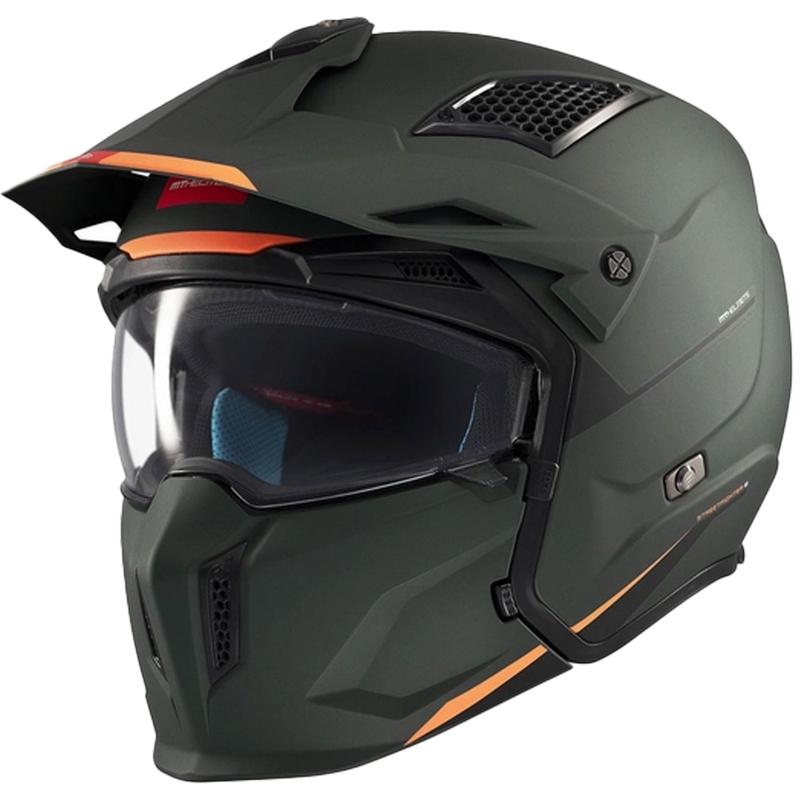 Casque jet avec masque MT Streetfighter SV S Solid A6 vert mat