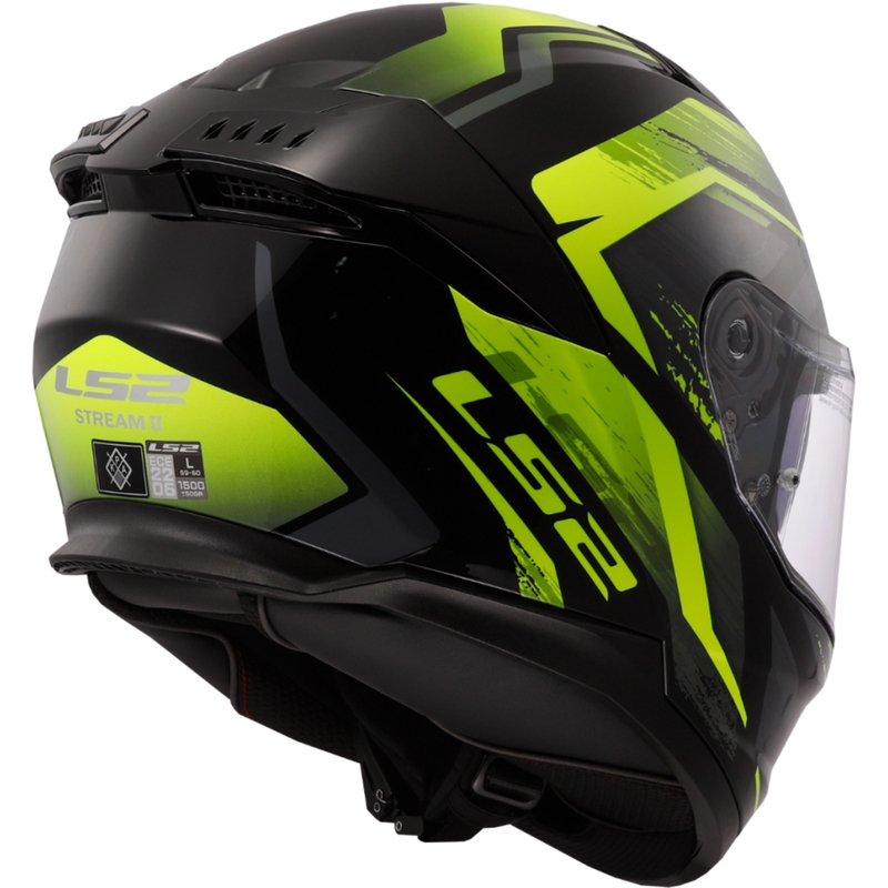 Casque moto intégral LS2 FF808 Stream II Fury noir-jaune fluo