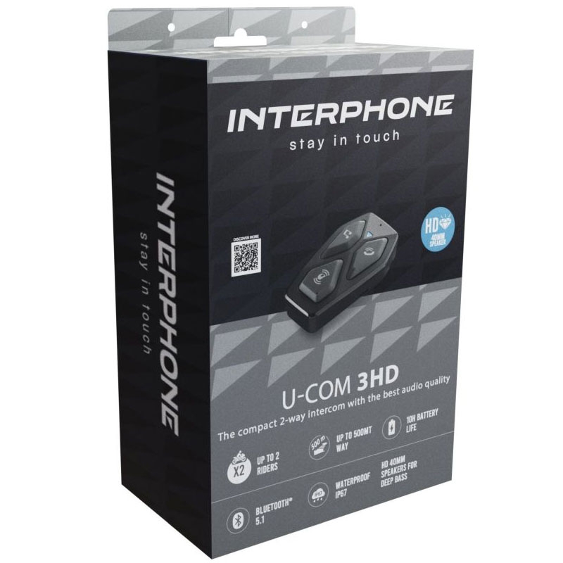 Casque Bluetooth pour casques fermés et ouverts Interphone U-COM3 avec haut-parleurs HD
