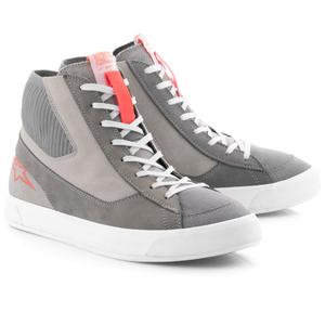 Bottes moto Alpinestars Stated gris clair-rouge fluo-blanc