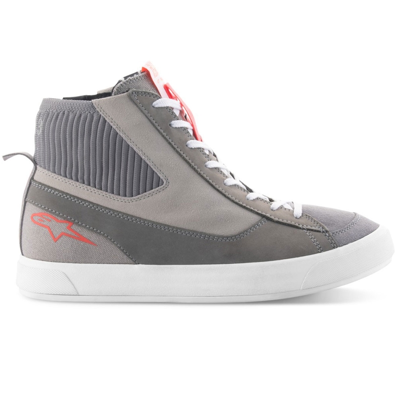 Bottes moto Alpinestars Stated gris clair-rouge fluo-blanc