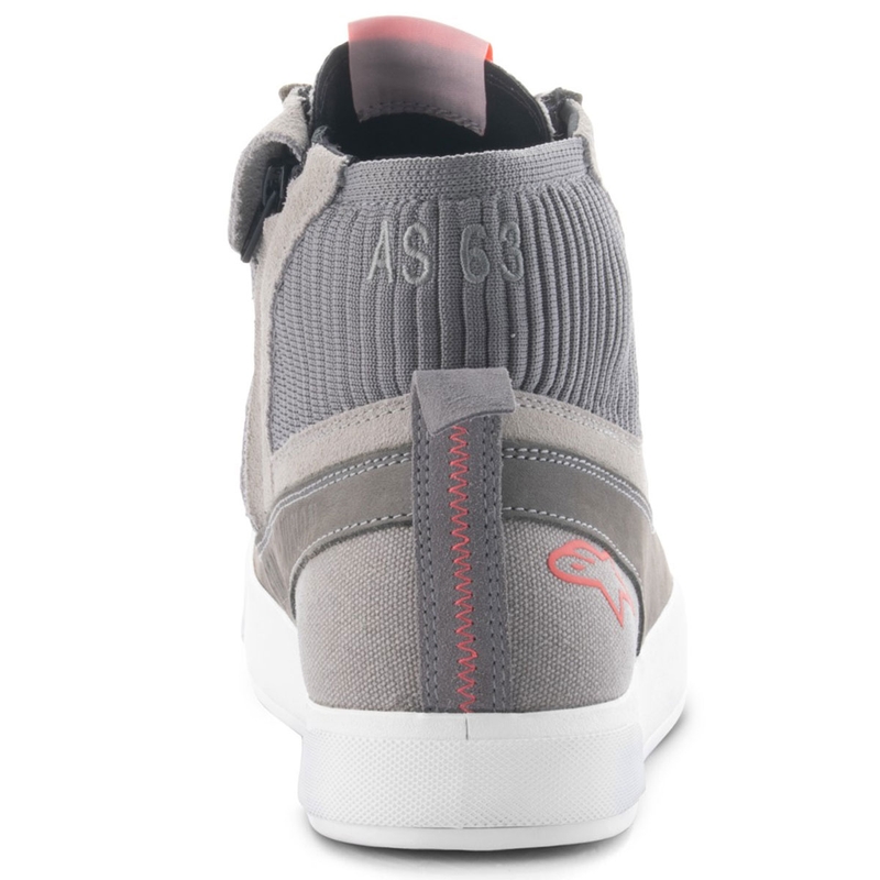 Bottes moto Alpinestars Stated gris clair-rouge fluo-blanc