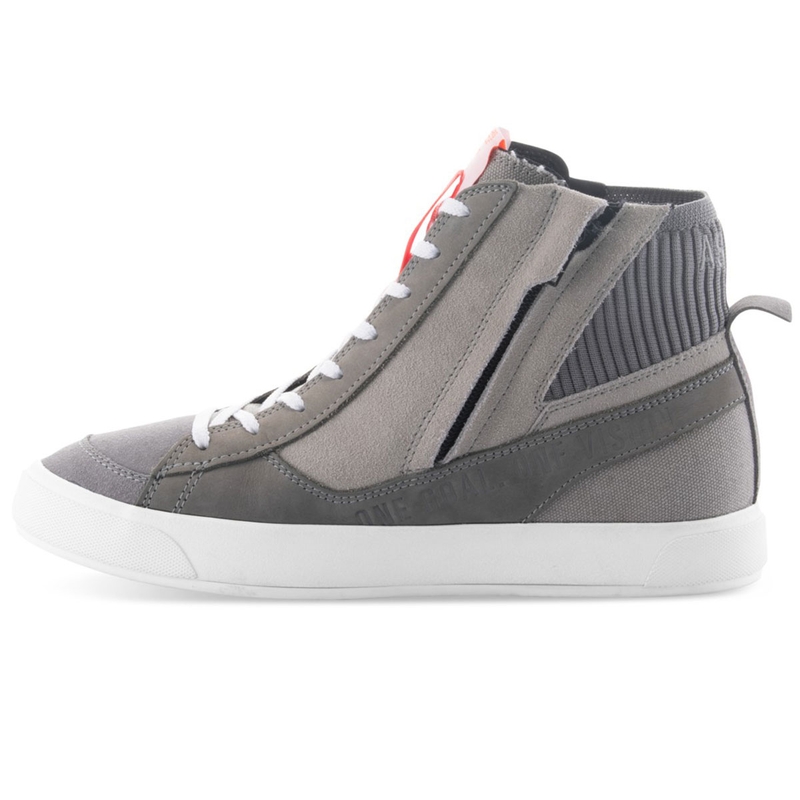 Bottes moto Alpinestars Stated gris clair-rouge fluo-blanc