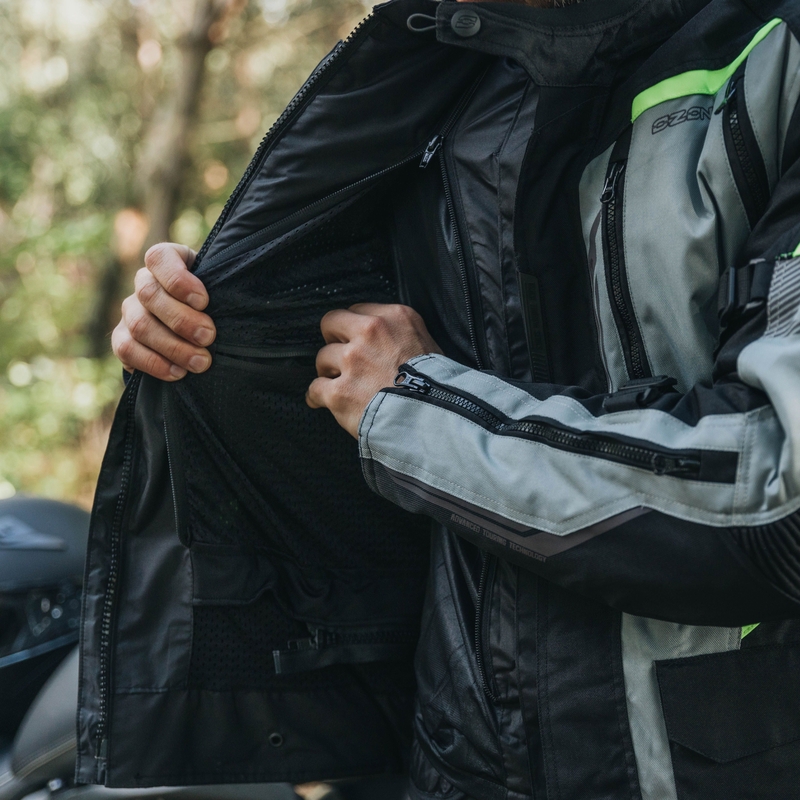 Veste moto Ozone Tour III noir-gris-jaune fluo