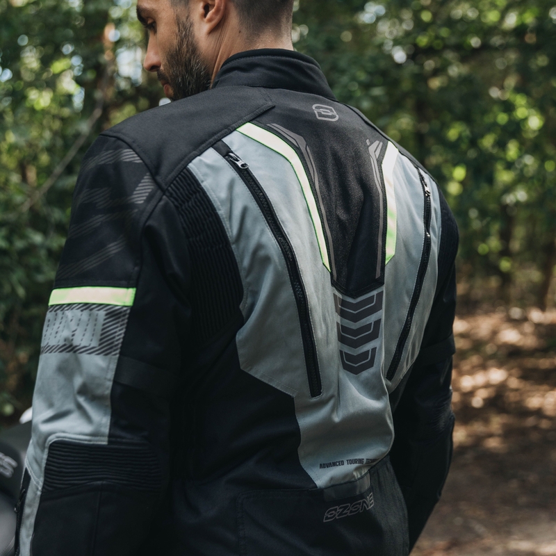 Veste moto Ozone Tour III noir-gris-jaune fluo