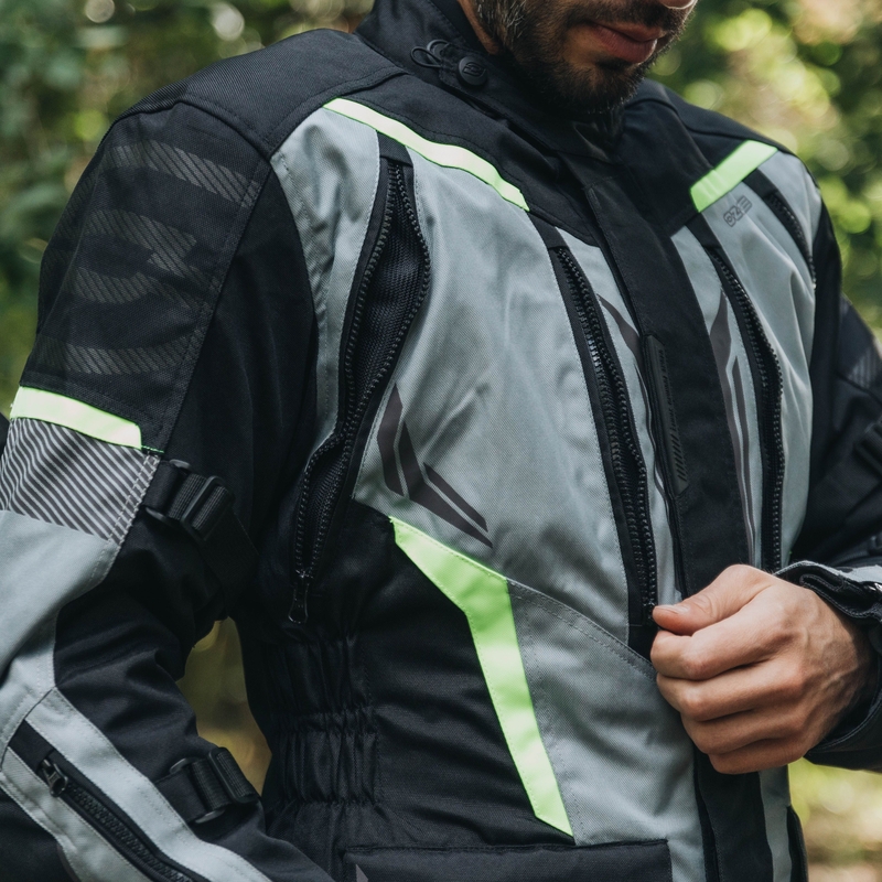 Veste moto Ozone Tour III noir-gris-jaune fluo