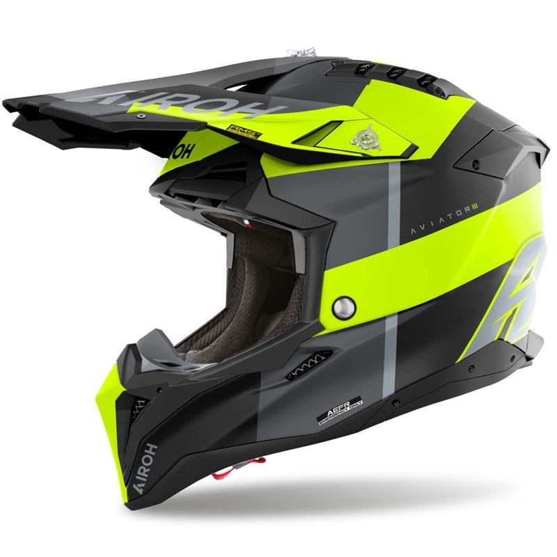 Casque de motocross Airoh Aviator 3 Monarch jaune mat