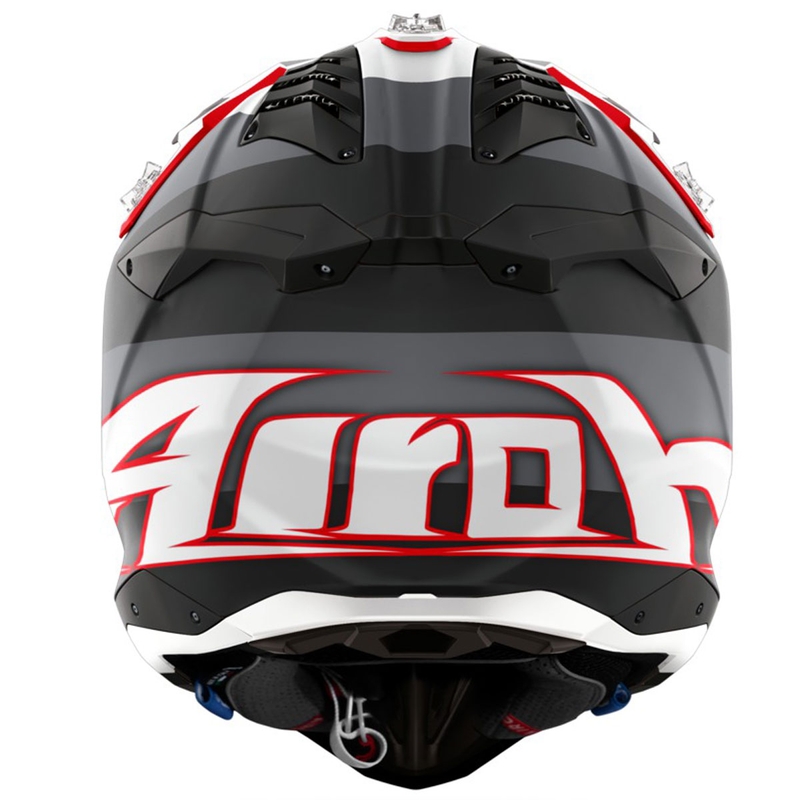 Casque de motocross Airoh Aviator 3 Monarch gris-rouge mat