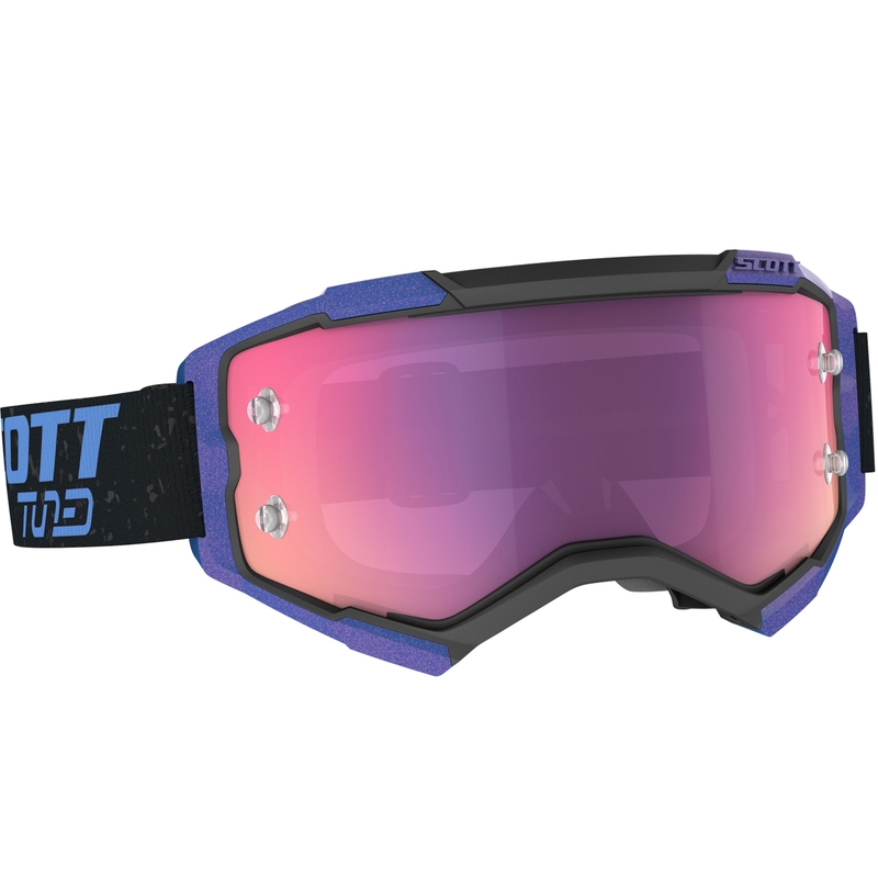 Lunettes de motocross Scott Fury CH noir-bleu avec plexiglas violet miroir
