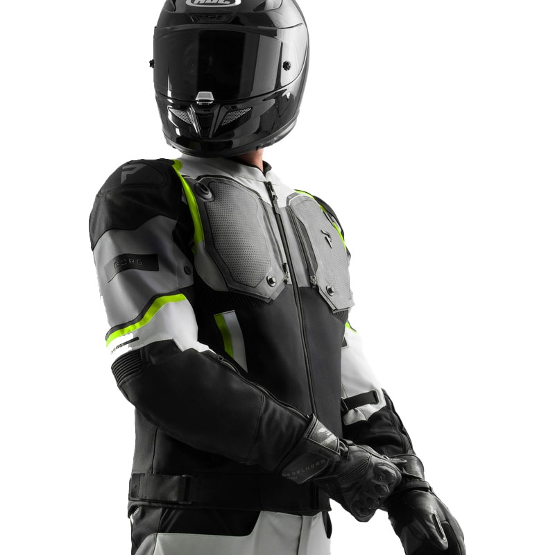 Veste moto Rebelhorn Borg II noir-gris-jaune fluo