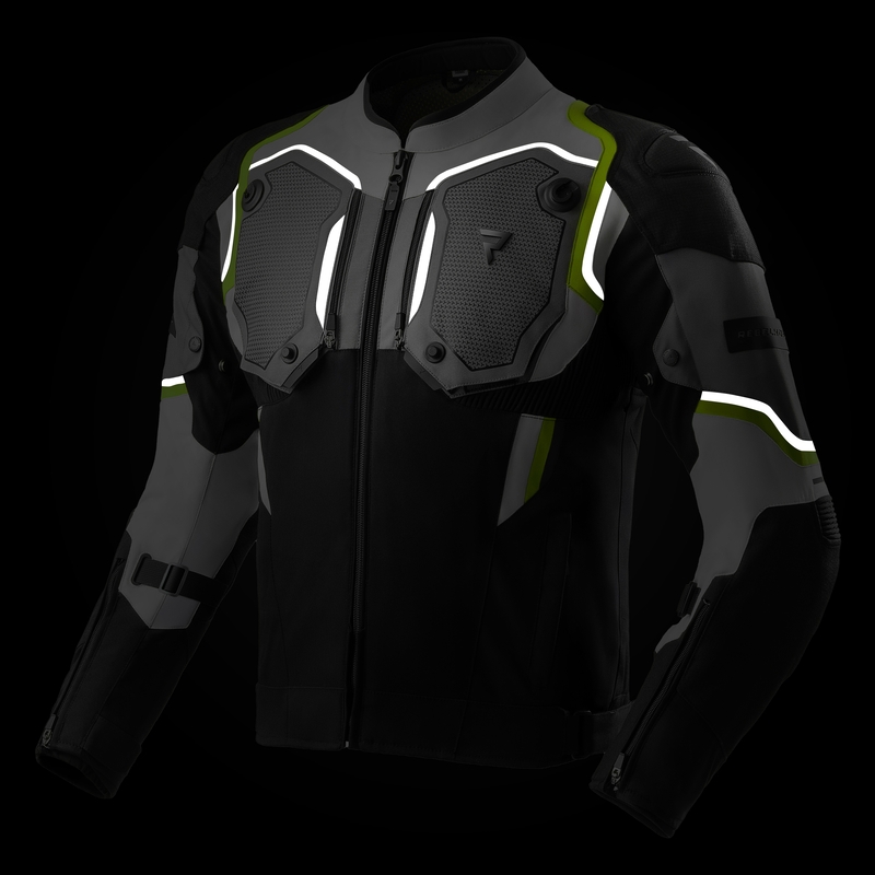 Veste moto Rebelhorn Borg II noir-gris-jaune fluo