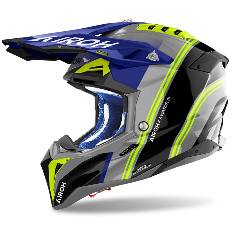 Casque de motocross Airoh Aviator 3 Hima bleu brillant