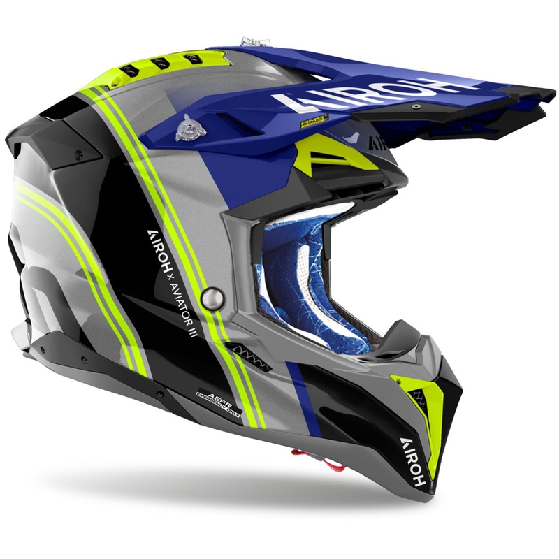Casque de motocross Airoh Aviator 3 Hima bleu brillant
