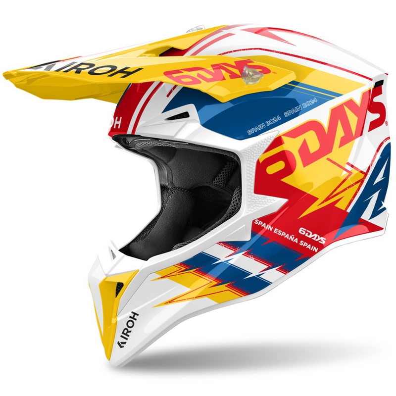 Casque de motocross Airoh Wraaap Six Days Spain multicolore brillant