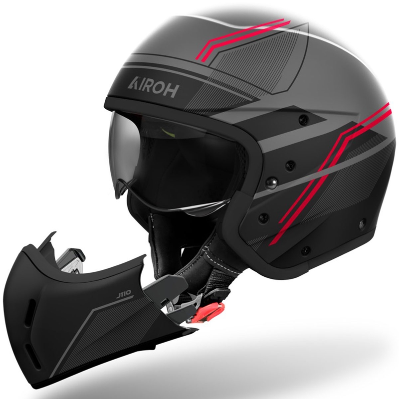 Casque moto modulable Airoh J110 Slim rouge mat