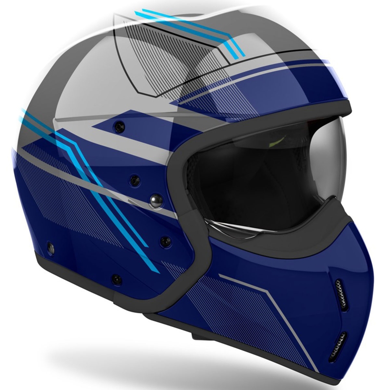 Casque moto modulable Airoh J110 Slim bleu brillant